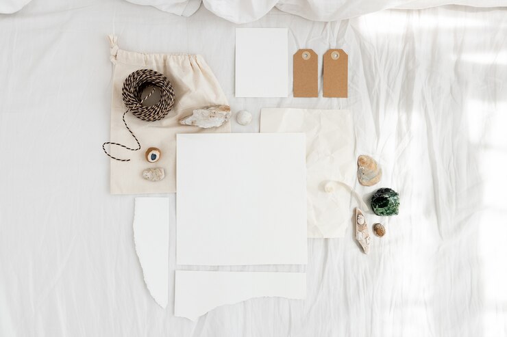 PSD boho flatlay briefpapier karte modell