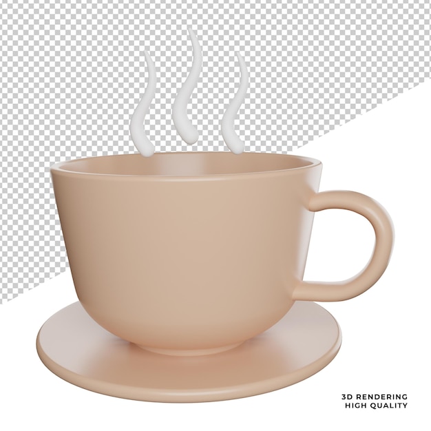 Boire du café dans l'icône de vue latérale en verre de tasse illustration de rendu 3d sur fond transparent