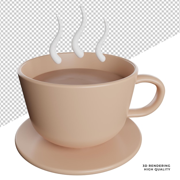 Boire du café dans la tasse verre vue de face icône illustration de rendu 3d sur fond transparent
