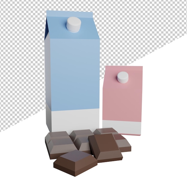 Boire Du Lait Avec Icône D'illustration De Rendu 3d Vue De Face Chocolat Avec Fond Transparent