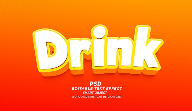 PSD boire un effet de texte modifiable en 3d dans un style photoshop psd