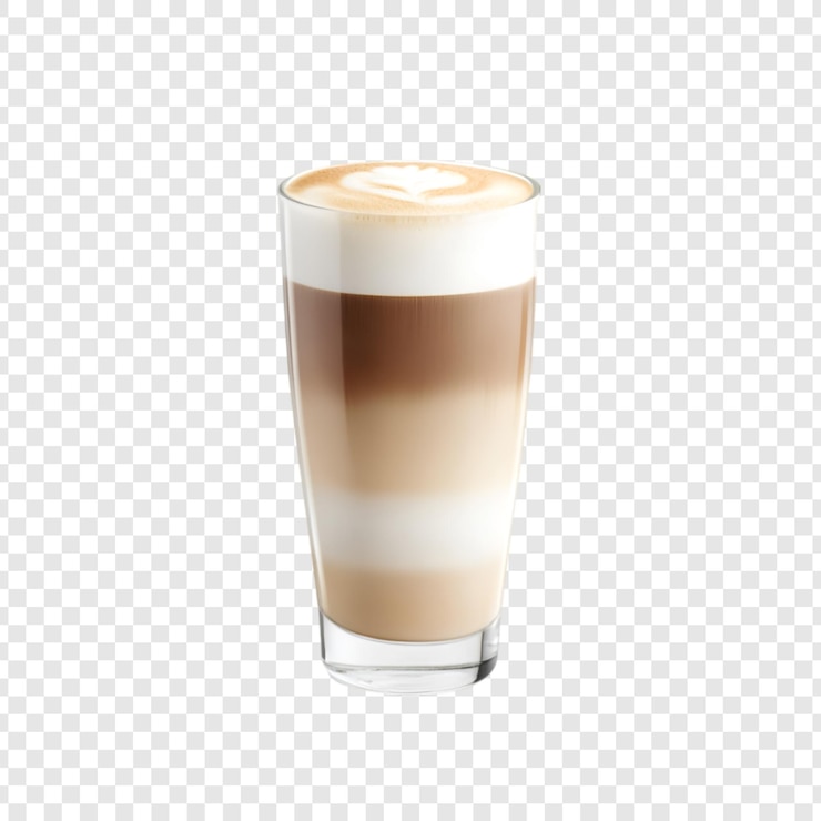 PSD boisson de café en couches dans un verre avec de la mousse