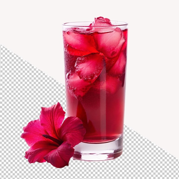 PSD boisson de fleurs d'hibiscus sur un fond transparent