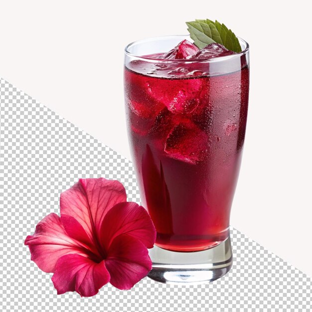 PSD boisson de fleurs d'hibiscus sur un fond transparent