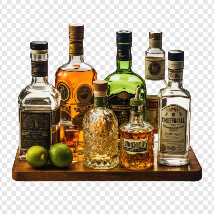 PSD boissons distillées style isolé png avec fond blanc ia générative minimaliste