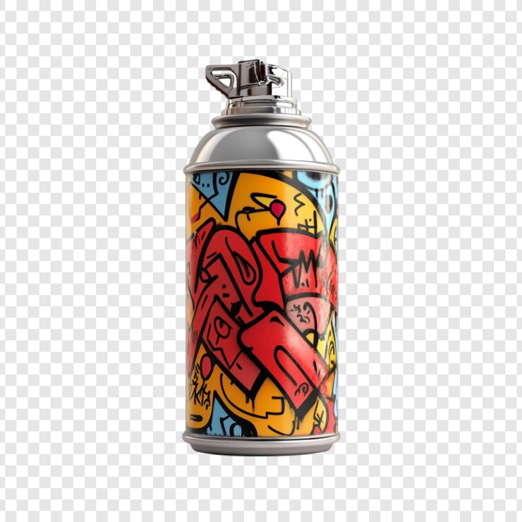 PSD une boîte à aérosol de style graffiti vibrant
