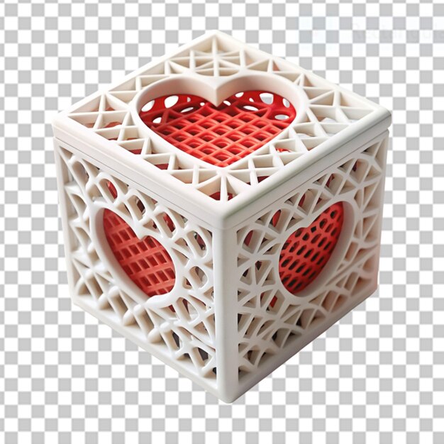 PSD boîte d'amour imprimée en 3d sur fond transparent