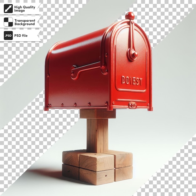 PSD boîte aux lettres rouge psd avec courrier sur fond transparent avec couche de masque modifiable