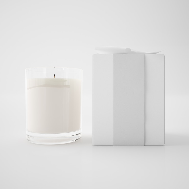 PSD boîte blanche et bougie