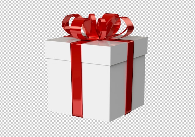 Boîte cadeau blanche avec ruban rouge et nœud