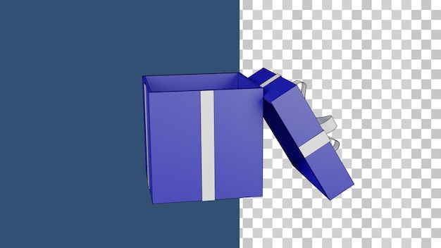 Boîte cadeau couleur bleue 3d fond png transparent