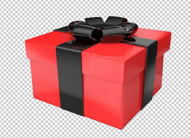 Boîte Cadeau Rouge 3d Avec Ruban Noir