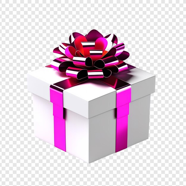 PSD boîte-cadeau avec ruban 3d rendu png isolé sur fond transparent premium psd