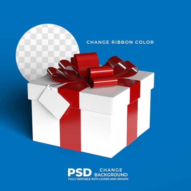 Boîte Cadeau Avec Ruban Rouge Psd