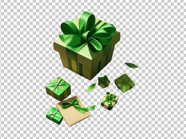 Boîte Cadeau Verte 3d Avec Un Nœud