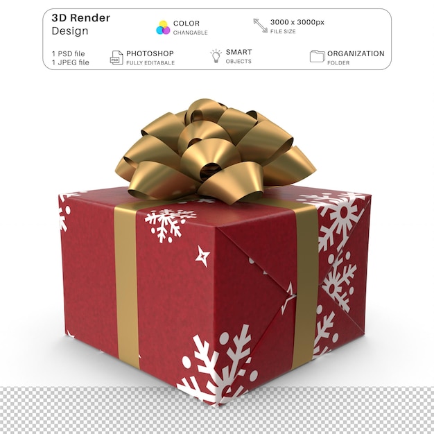 Boîte à Cadeaux De Noël Modélisation 3d Fichier Psd Cadeau De Noël Réaliste