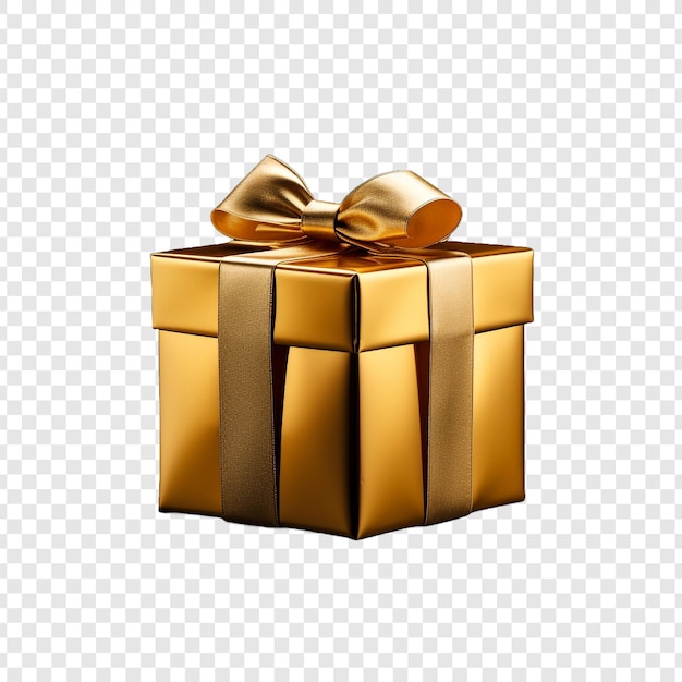 PSD boîte à cadeaux en or isolée sur fond transparent