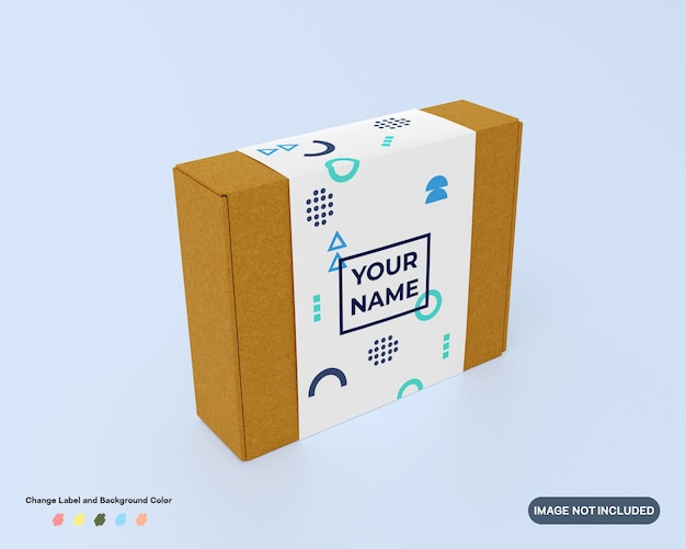 Boîte en carton d'emballage de maquette avec étiquette transparente pour la marque de l'entreprise ou la présentation du logo