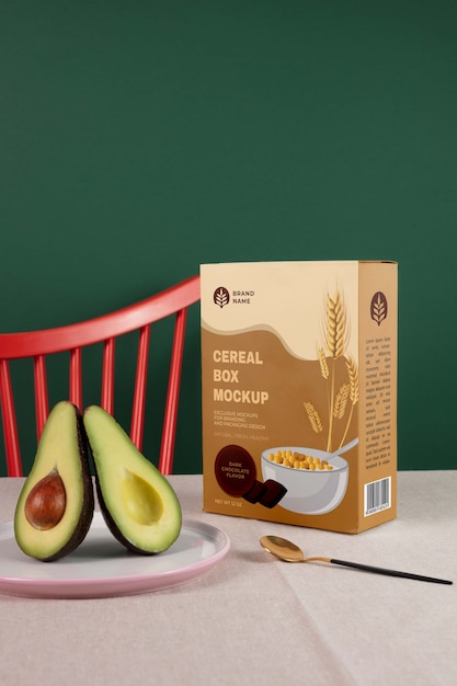 Boîte De Céréales Et Avocat Sur Assiette