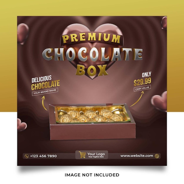 Boîte De Chocolat Premium 3d Modèle De Publication Sur Les Médias Sociaux Conception De Bannière