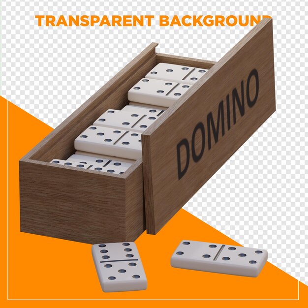 Boîte de domino à rendu 3D avec fond transparent