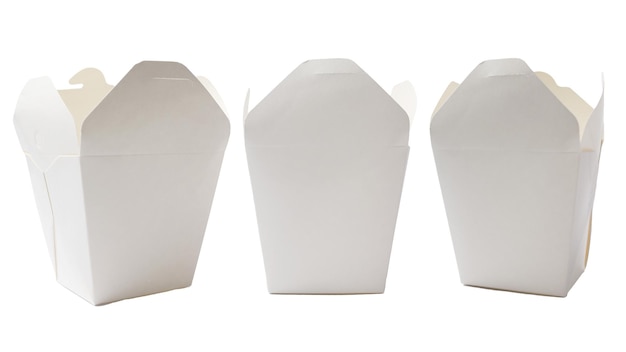 Boîte à emporter de nourriture chinoise blanche découpée