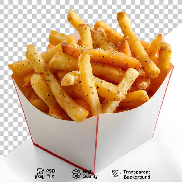 PSD une boîte de frites avec un fond transparent