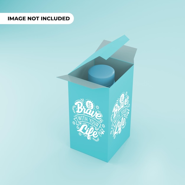 PSD boîte avec modèle 3d de bouteille