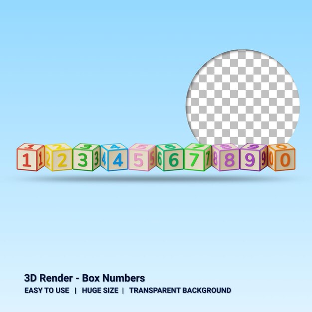 PSD boîte de numéros 3d illustration avec fond transparent