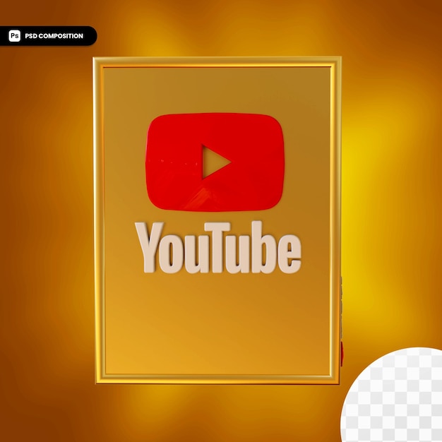 Boîte En Or Youtube Logo Design 3d Isolé