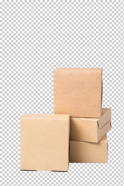 PSD boîte en papier brun pour carton d'emballage alimentaire sur fond gris