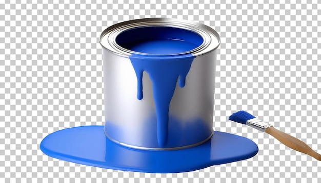 PSD boîte de peinture avec peinture bleue isolée sur fond transparent