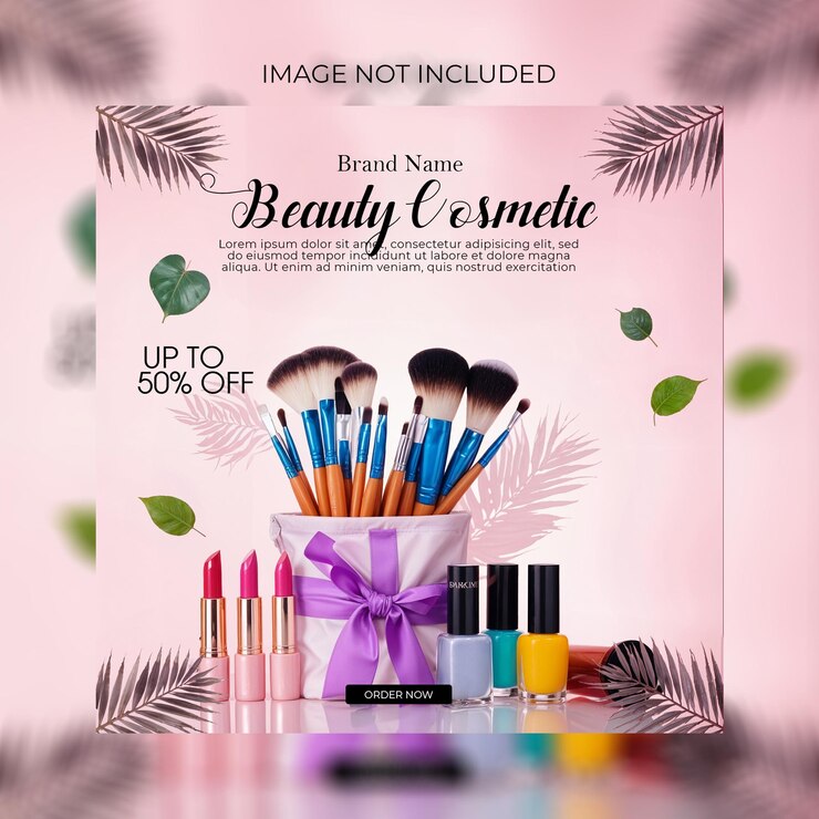 PSD une boîte de posters de produits de maquillage