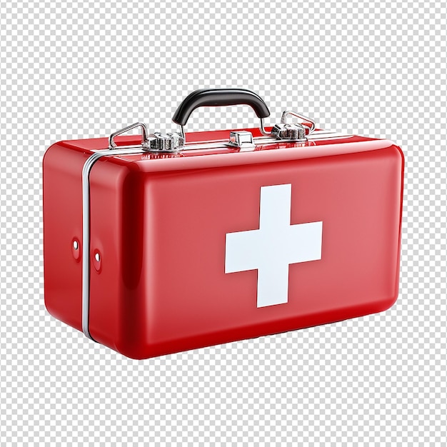 PSD boîte de premiers soins rouge isolée sur un fond transparent