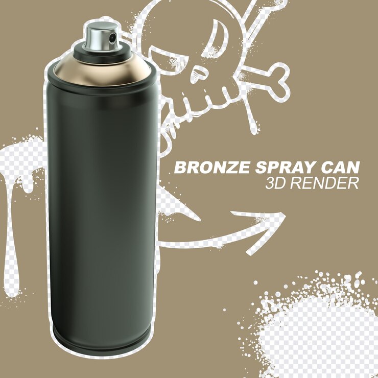 PSD boîte de pulvérisation en bronze inclinée à droite pour la composition de la conception