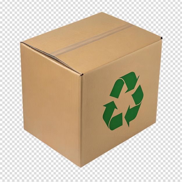 Boîte de recyclage en carton avec symbole vert isolée concept de gestion des déchets d'emballage respectueux de l'environnement