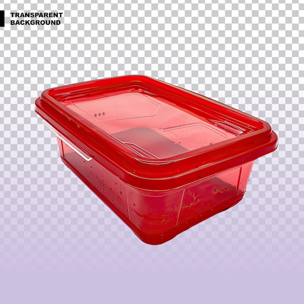 PSD boîte rouge en plastique sur fond transparent