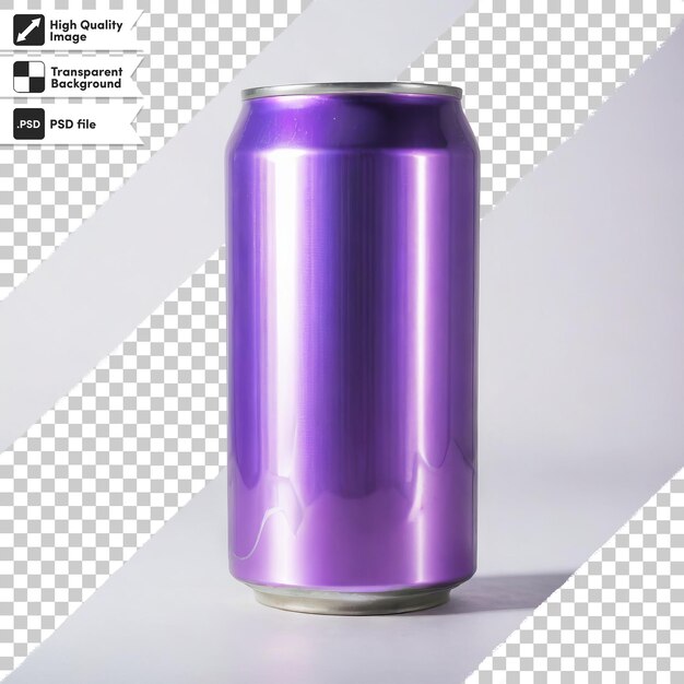 PSD une boîte de soda violette avec les mots boire dessus