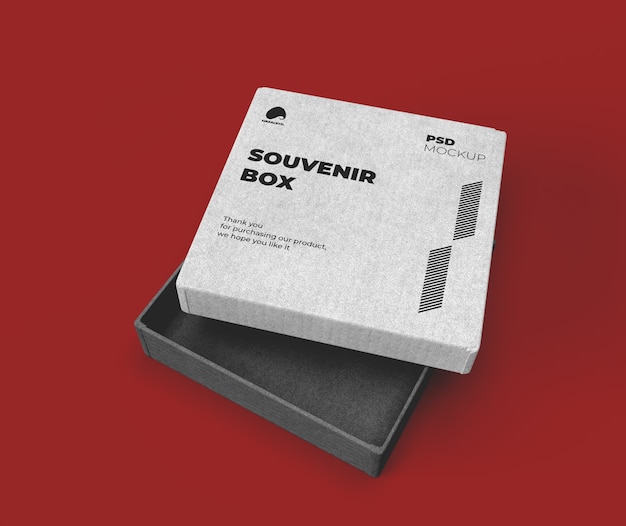 Boîte souvenir avec maquette de couvercle ouvert
