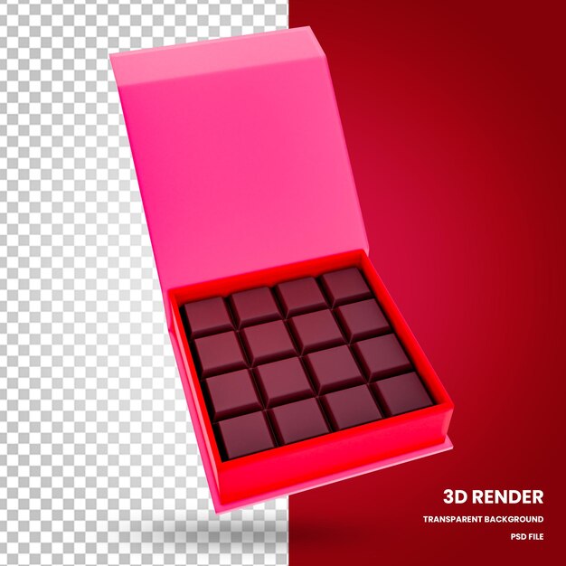 Les Boîtes De Chocolat 3d Rendent Les éléments De La Saint-valentin