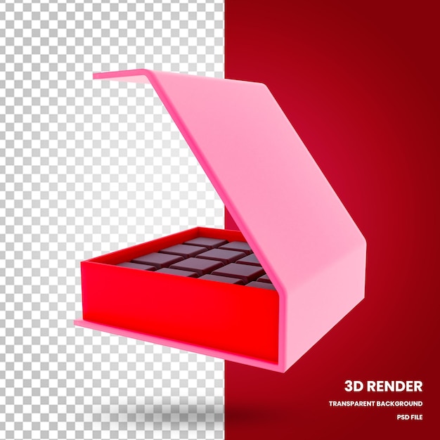 PSD les boîtes de chocolat 3d rendent les éléments de la saint-valentin