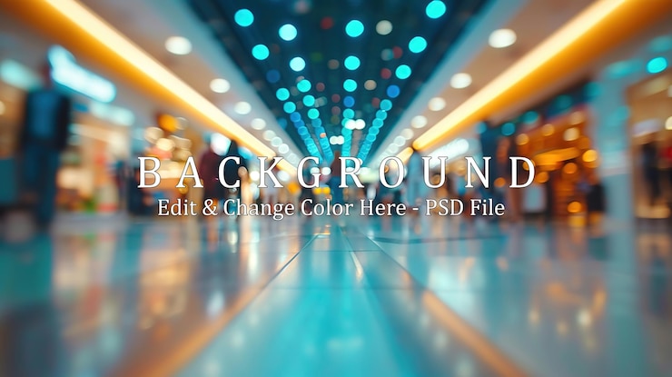 PSD bokeh blurry background of shopping mall or department store out of focus abstract background