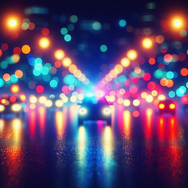 PSD bokeh hiperrealista vibrante tráfego de carros colorido rua cidade hora de ponta fundo fundo