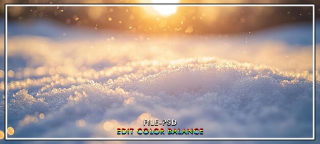 El bokeh de invierno de la nieve al atardecer