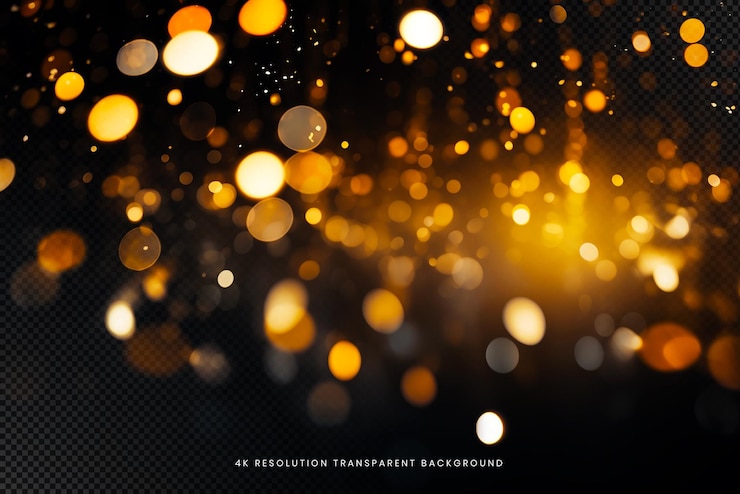 PSD bokeh lumineux bleu sur fond transparent