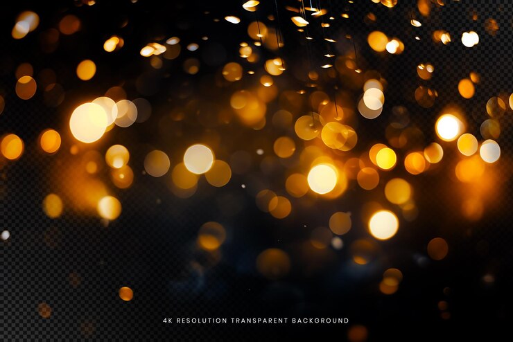 PSD bokeh lumineux bleu sur fond transparent