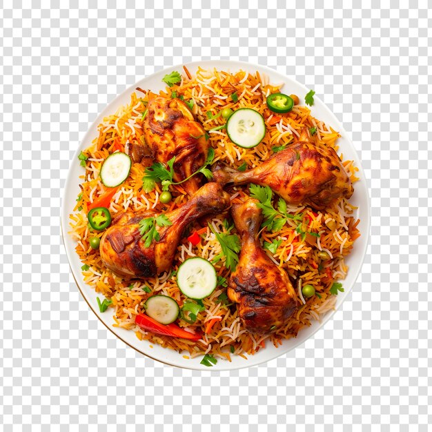 Un Bol De Biryani Avec Des Morceaux De Poulet Sur Un Fond Transparent