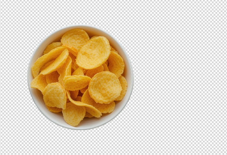 PSD un bol blanc avec des chips de pommes de terre croustillantes