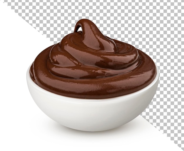 PSD bol de crème au chocolat isolé sur fond blanc