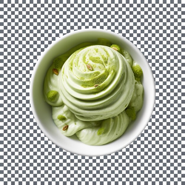 PSD bol de crème glacée au thé vert matcha rafraîchissant et savoureux sur fond transparent